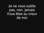 Lyrics of Je ne vous oublie Céline Dion